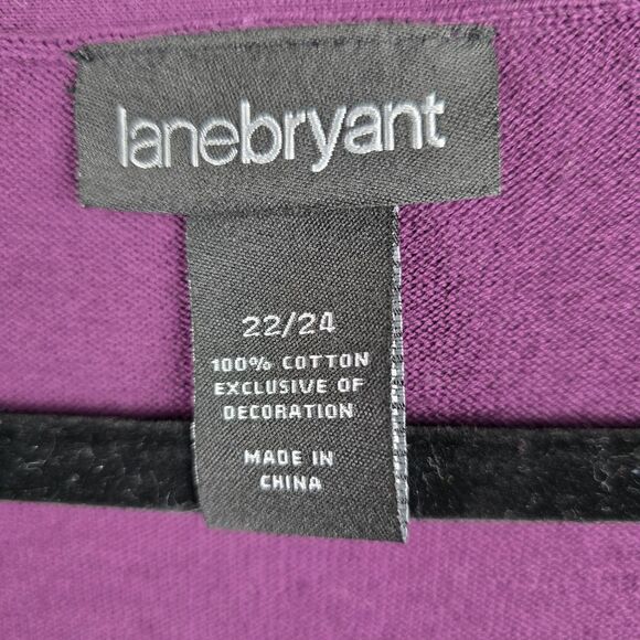 Lane Bryant Sweater Cardigan Womens 22 24 Purple V-Neck Button Front Embellished - Picture 3 of 14